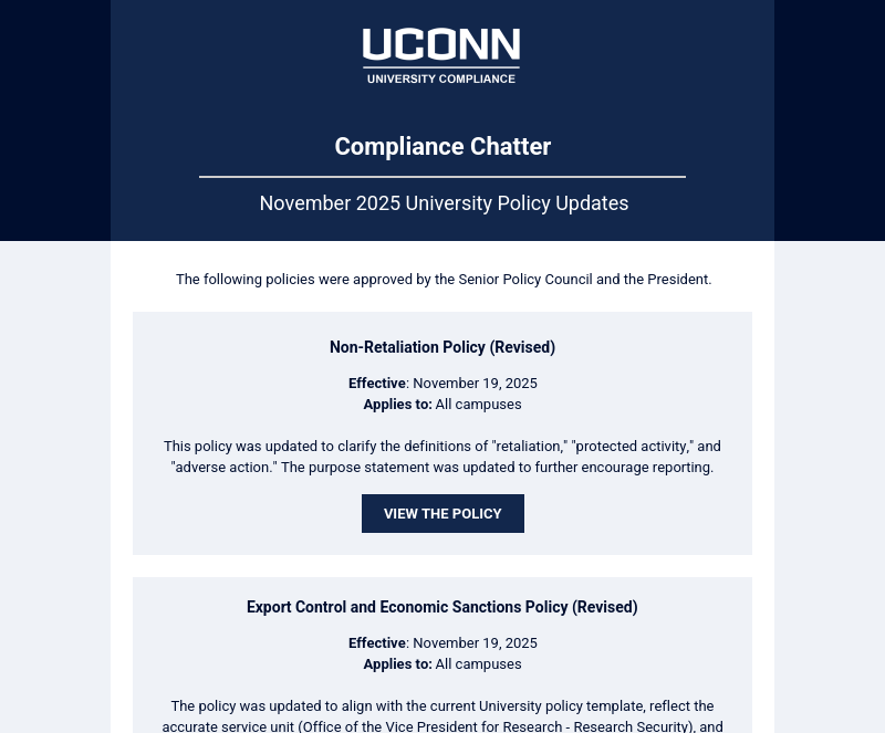 November 2025 Policy Updates Storrs Regional